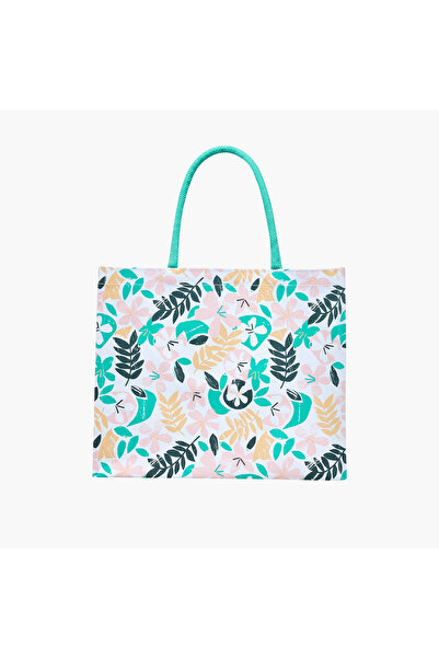 Lifestyle Floral Print Tote Bag with Double Handle