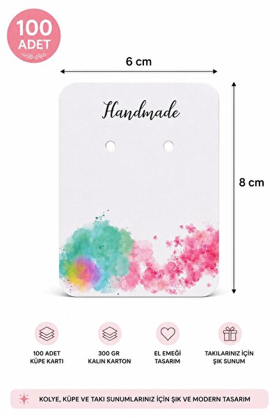 100pcs Watercolor Pattern Earring Card 6x8cm | Handmade Jewelry Card | 300g Jewelry Presentation Card | Colorful Earring Card