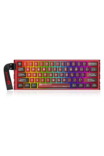 REDRAGON Tastatura gaming mecanica Venom rosie cu negru iluminare RGB, cu fir