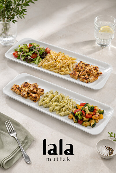 Lala Mutfak Uzun Tavuk Tabağı 47x15 cm Melamin 2'li Set Sunum Tabağı Şık ve K...
