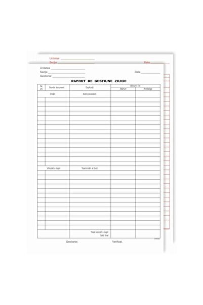 OEM Raport de gestionare zilnică, A4, autocopiativ, 2 copii, 50 seturi (100 c...