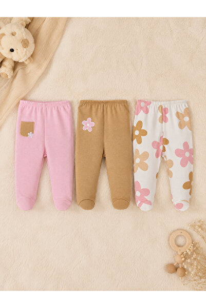zumino 3-Piece Newborn Baby Booties Set with Patterned Cotton