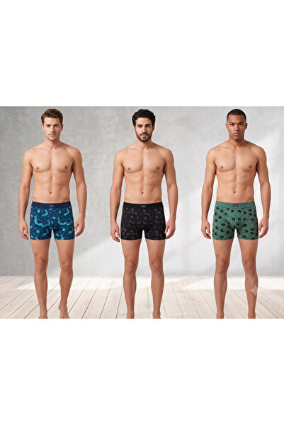 Berrak Patterned Cotton Men's Boxer Shorts 3-Pack