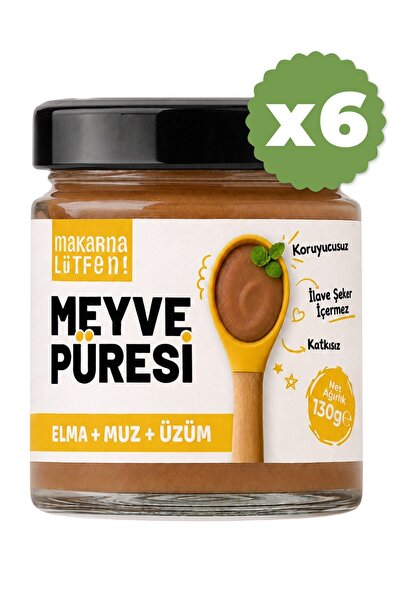 Makarna Lütfen Avantajlı Meyve Püresi (Muz-Elma-Üzüm) 6x130 g