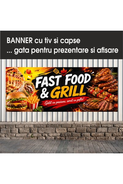 media Banner MEDIA, "Fast food" model10, 200 x 80 cm, de exterior