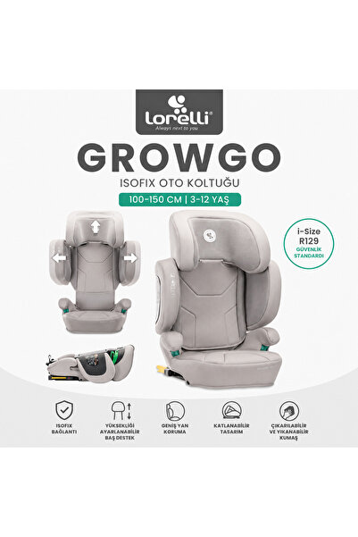 LORELLİ GrowGo i-Size ISOFIX Katlanabilir Oto Koltuğu (100-150 cm | 3-12 Yaş)...