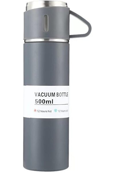 Elista Stainless Steel Thermos with Cup 500 ml |   Leak-Proof Lid, 12-Hour Ho...