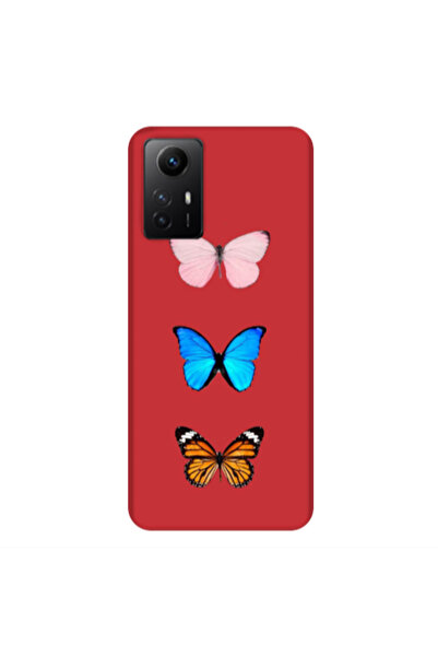 Other Xiaomi Redmi Note 12s Triple Butterfly Red Colored Silicone TPU Θήκη