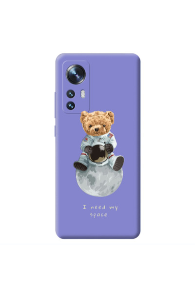 Other Xiaomi Mi 12 Bear in space Purple Colored Silicone TPU Θήκη