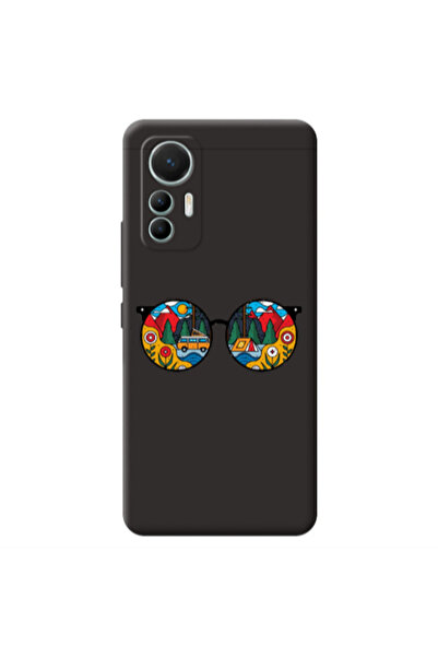 Other Xiaomi Mi 12 Lite Round Glasses Black Colored Silicone TPU Θήκη