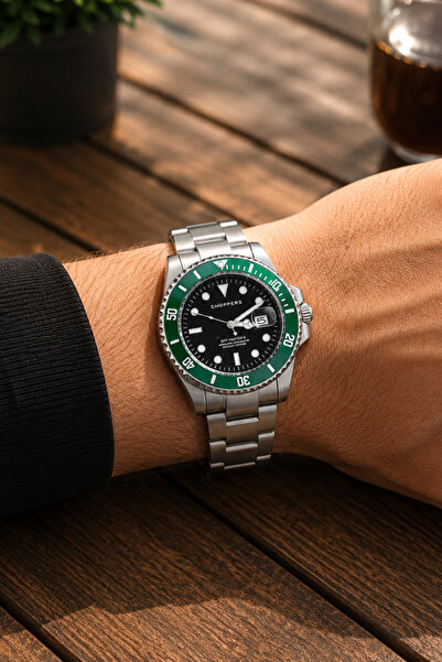 laria jewelry Green Dial Steel Band Men Wristwatch