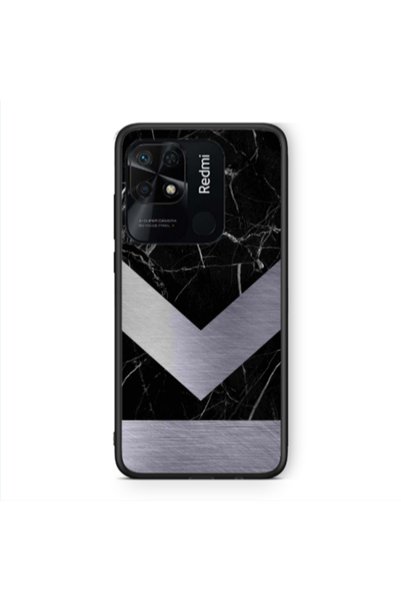 Other Xiaomi Redmi 10C Marble Arrow Down Black Glossy Θήκη
