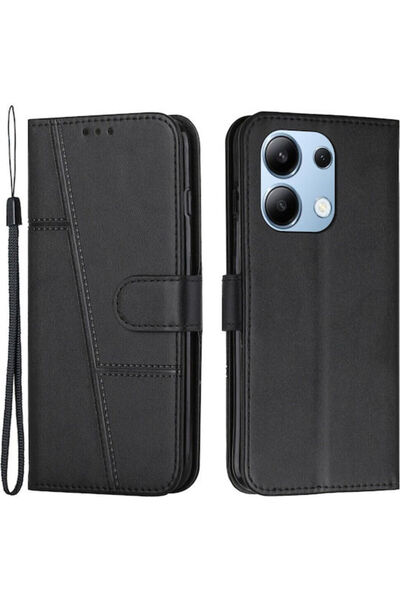OEM Θήκη Βιβλίο με Γεωμετρικό Σχέδιο για Redmi Note 13 4G, Μαύρο, Κωδικός: 01...