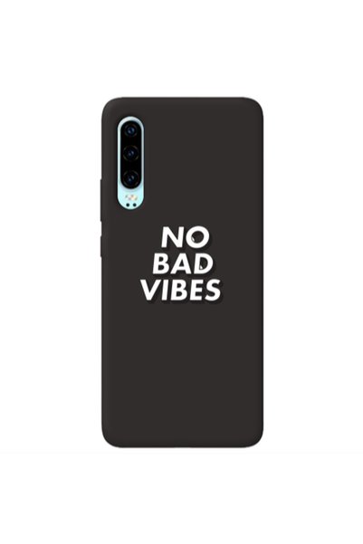 Other Huawei P30 No bad vibes Black Colored Silicone TPU Θήκη