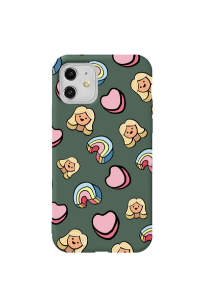 Other Apple iPhone 11 Girl rainbow and hearts Dark Green Colored Silicone TPU...