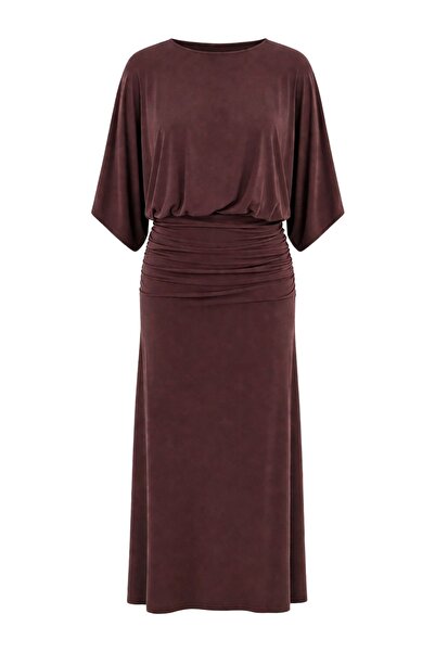 Hiccup MIXRAY Rochie tricotată midi cu guler rotund