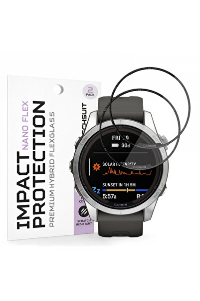 Techsuit Folie Protectie Nano Flex pentru Garmin Fenix 7S Pro Solar, Set 2 bu...