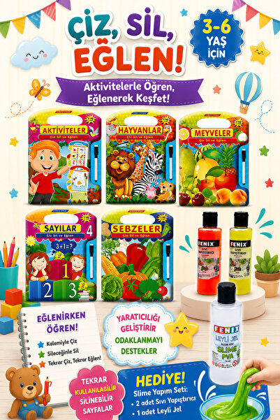 0-6 Yaş Yayınları Draw and Have Fun Set - 5 Books, Suitable for Ages 3-6