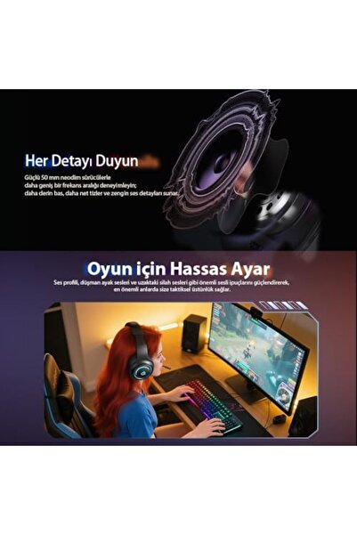 Yıldızan متجر ميلا لمستحضرات التجميل QCY HeroaD V200 RGB 7.1 سماعة رأس سلكية ...