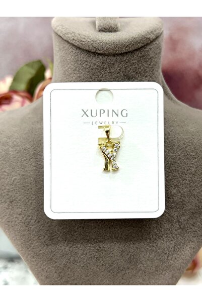 XUPING JEWELRY Zirkon Taşlı Harf Y Kolye Ucu (14k Gold 1x1cm)