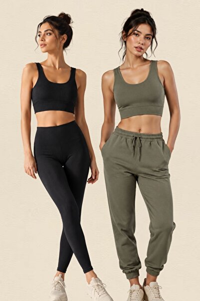 fevien Women's 2-Pack Thick Straps Padded Ribbed Diver Camisole Sports Bra Br...