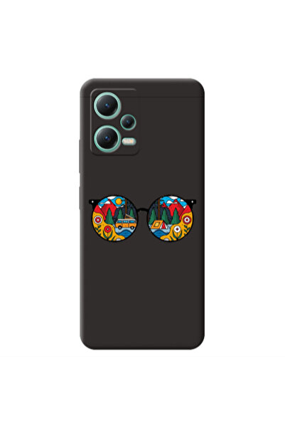 Other Xiaomi Redmi Note 12 Pro 5G Round Glasses Black Colored Silicone TPU Θήκη