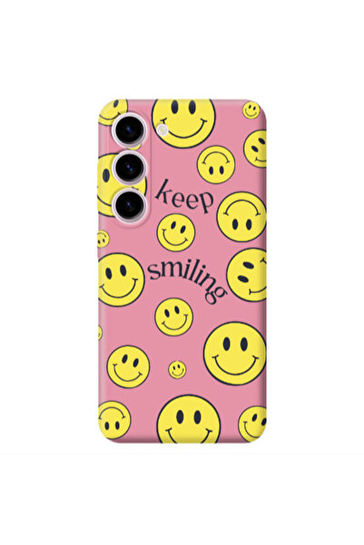 Other Samsung S23 Plus Keep Smiling Pink Colored Silicone TPU Θήκη