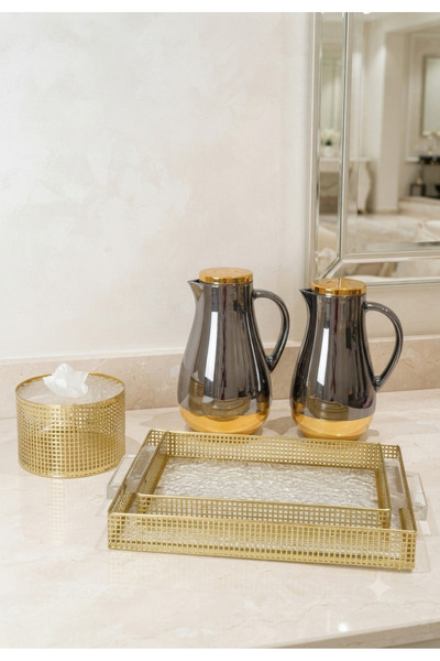 Generic Luxury Tea and Coffee Set with Serving Trays and Tissue Box Elegant a...