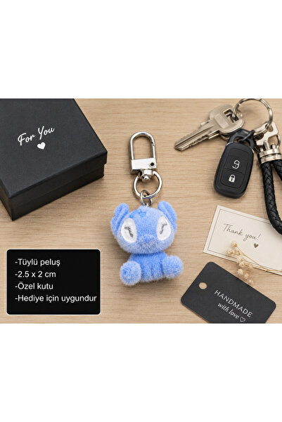 HER ŞEY NOTA www.herseynota.com Azuri Cute Blue Plush Charm Keychain – Mini F...