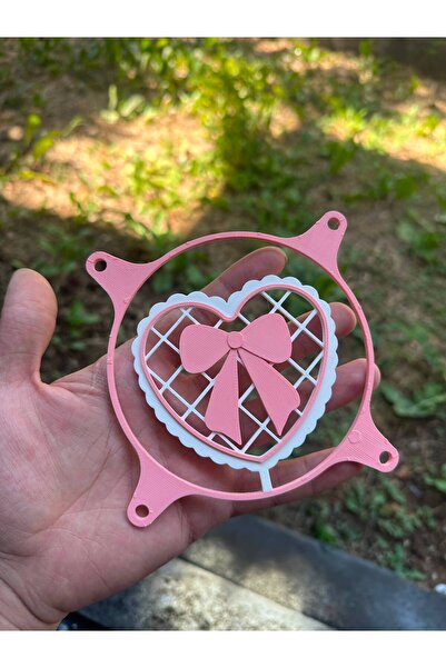 SZD Design Ribbon Tie Heart 120X3 mm Fan Cover Kurdele Tasarımlı Pembe Bilgis...