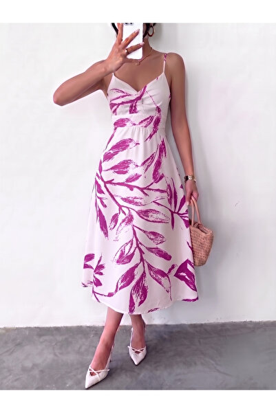 mass fashion Γυναικείο Κομψό Σατέν Φόρεμα με Τιράντες