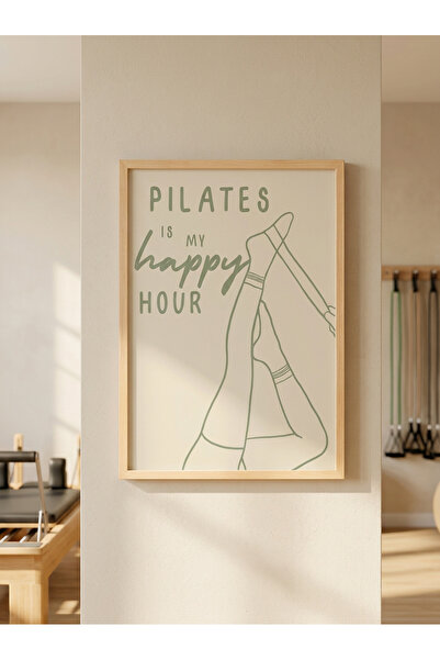Creatick Design Reformer Pilates ve Yoga Salonu Tablosu Ham Ahşap Çerçeveli M...