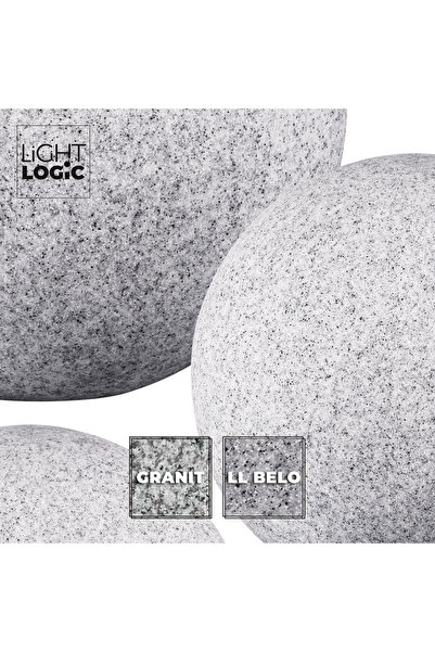 LightLogic Lampă decorativă de grădină tip sferă LL BELO 390, finisaj granit,...