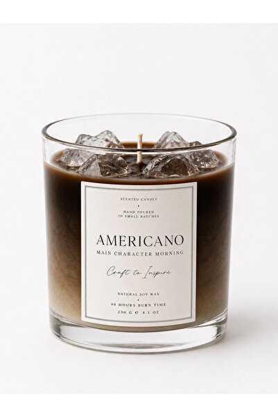 Craftto Americano Kahve Kokulu Soya Mum 230 Gr - Dekoratif Cam Mum, Ev Kokusu...