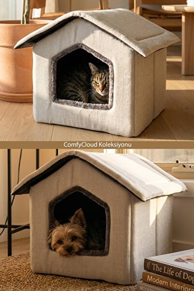 ComfyCloud Keten Kedi ve Köpek Yatağı