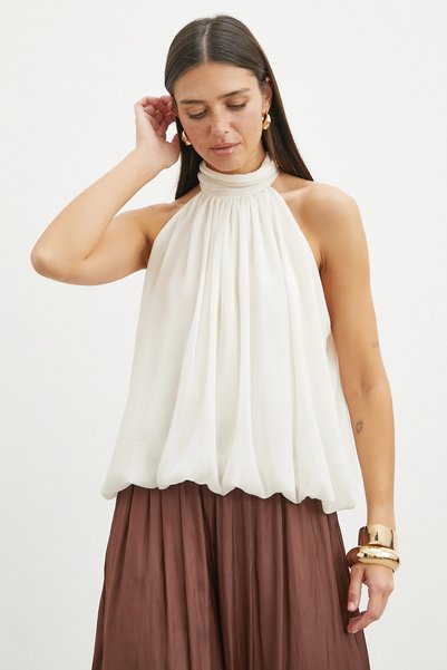 UTERPE Halter Yaka Drape Bluz