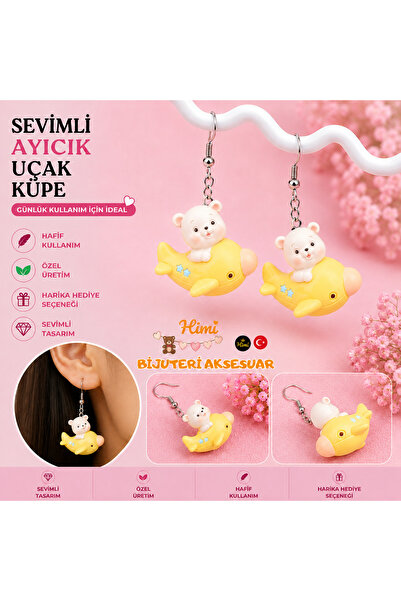 himi bijuteri aksesuar Cute Bear in the Pond Animal Figured Dangle Earrings L...