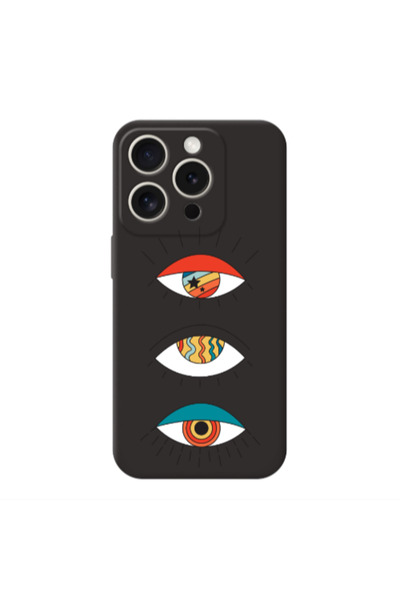 Other Apple iPhone 15 Pro 3 different eyes Black Colored Silicone TPU Θήκη