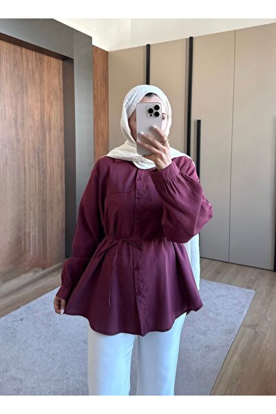 Bahar Altundemir Women's Modal Fabric Lace-Up Trendy Summer Shirt