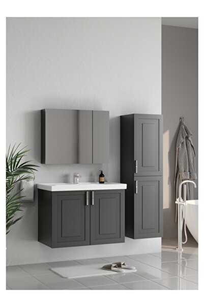 Wons Bathroom Londra 80 cm Antrasit Banyo Dolabı