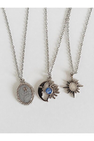 bijoux uniques Gift Rose&Moon Sun&Polar Star 3-Piece Steel Necklace