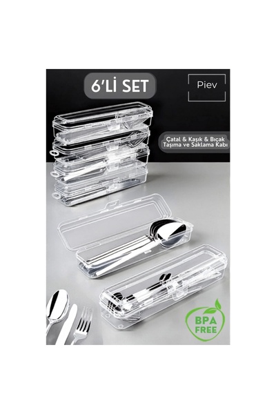 Piev Transparent Multi-Purpose Fork, Knife and Spoon Organizer Box Set of 6