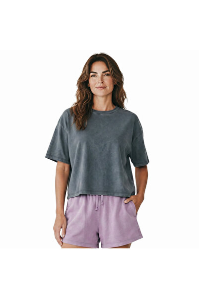 Sportive Sara Kadın Gri Günlük Stil T-Shirt 26YK0026-KGRI