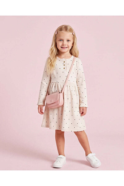 REDTAG Girls Off White Polka Dot Sweat Dress