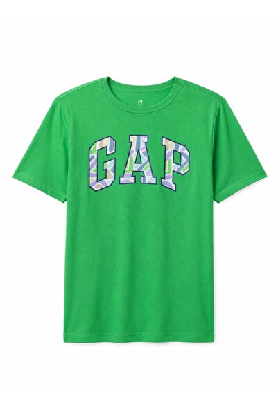 GAP Kids تي شيرت Gap للأولاد برقبة دائرية وأكمام قصيرة باللون الأخضر