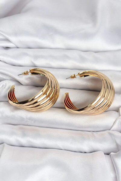 ARMÜZ 316L Steel Gold Color Half Hoop Model Women's Earrings
