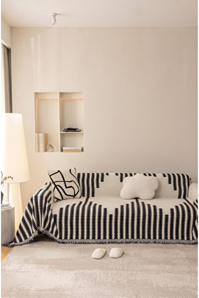 rellhome Modern Desenli Kaymaz Pamuklu Koltuk Örtüsü & Koltuk Şalı & Çok Amaç...