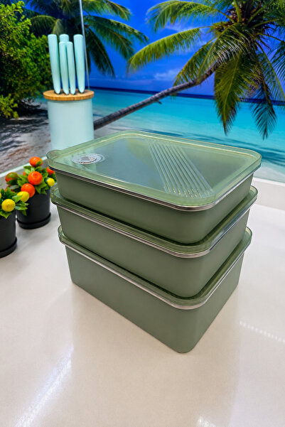 EMİLA HOME Stainless Steel Vacuum Set of 3 Storage Containers, Oven and Cake ...