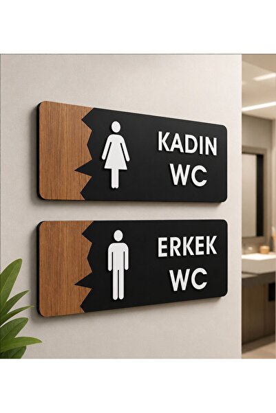 zafrakreklam Wc Female Male Direction Sign Wc 26X10 cm