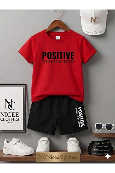 NC Nicee Clothes Summer Children's T-Shirt Shorts Unisex (Black Postitive Pri...